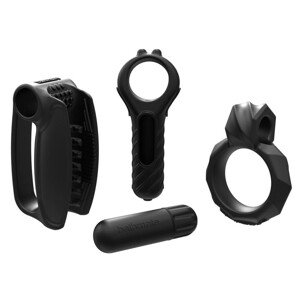 Bathmate Vibe Endurance - maszturbátor és péniszgyűrű szett - 4 részes (fekete)