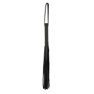 Fetish - hosszú, műbőr korbács (56cm) - fekete