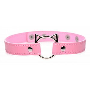 Master Series Kinky Kitty - nyakörv cica fej karikával (pink)
